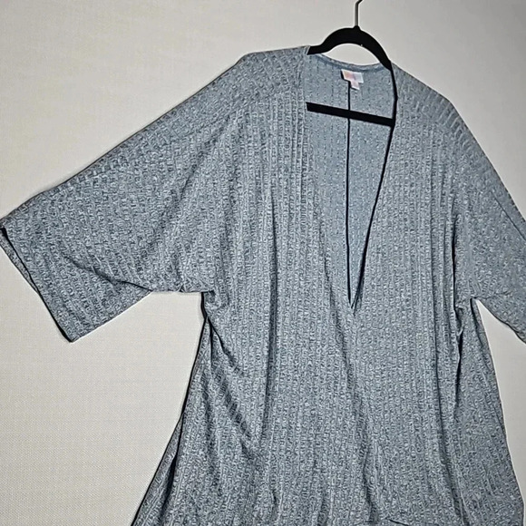 LuLaRoe Lindsay Kimono Ribbed Heathered Blue Women's Size Small - Picture 2 of 8